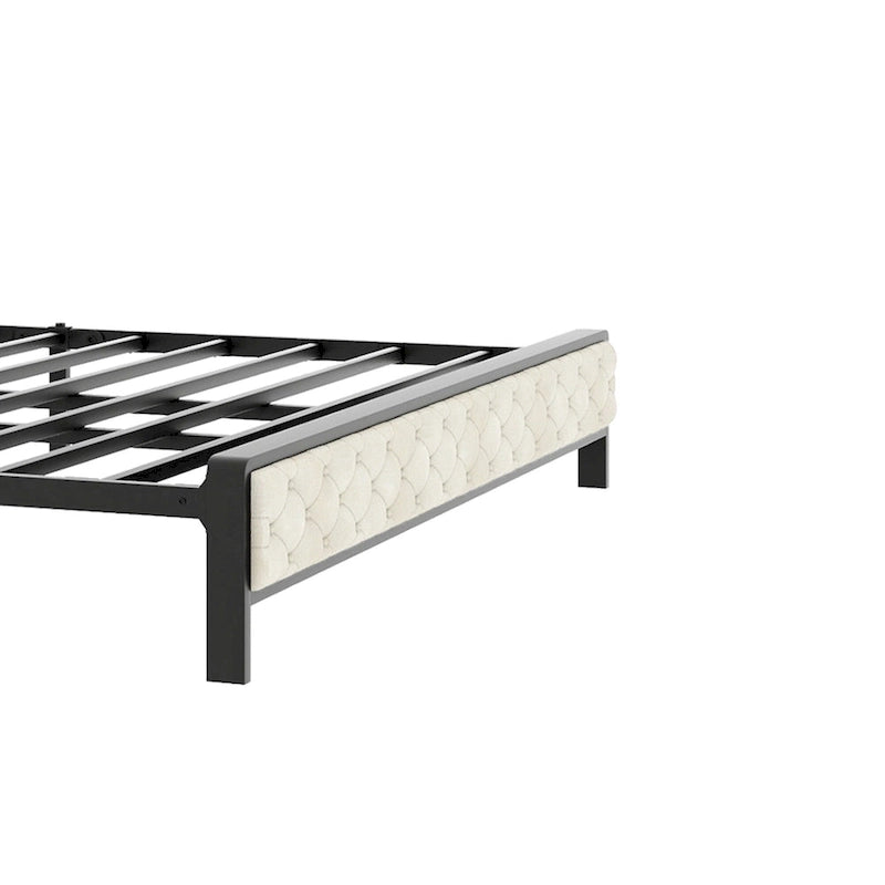 Lit double rembourré moderne King Size avec tête de lit bibliothèque et recharge USB