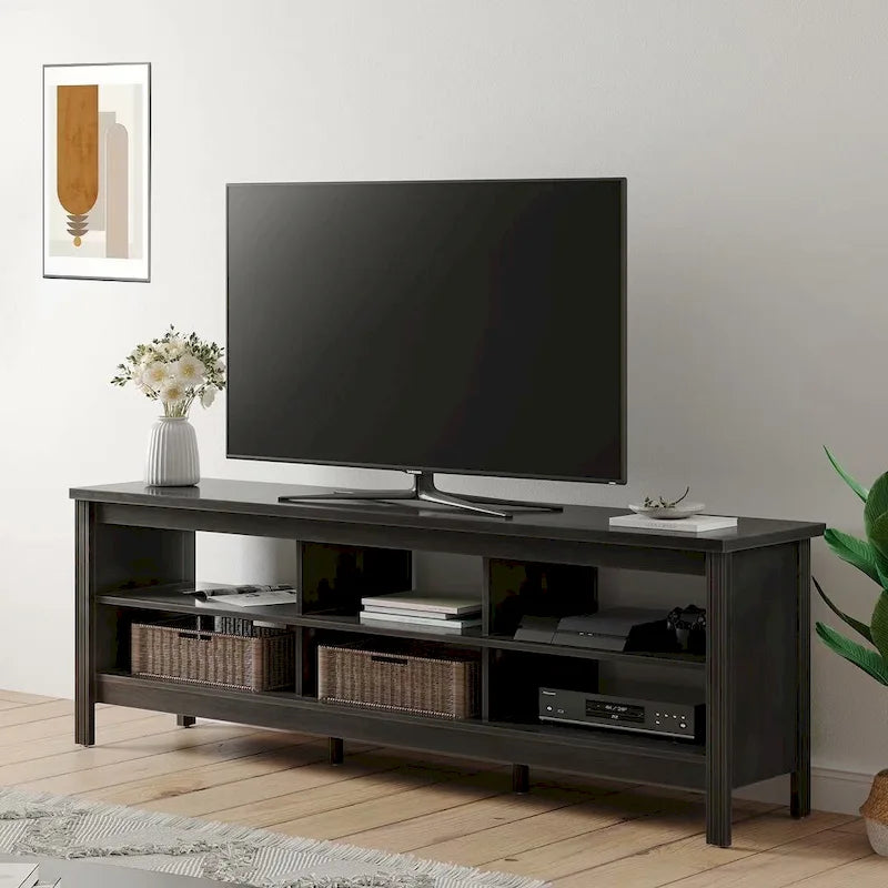 Meuble TV en bois de style ferme pour téléviseur de 75 pouces - 73 pouces