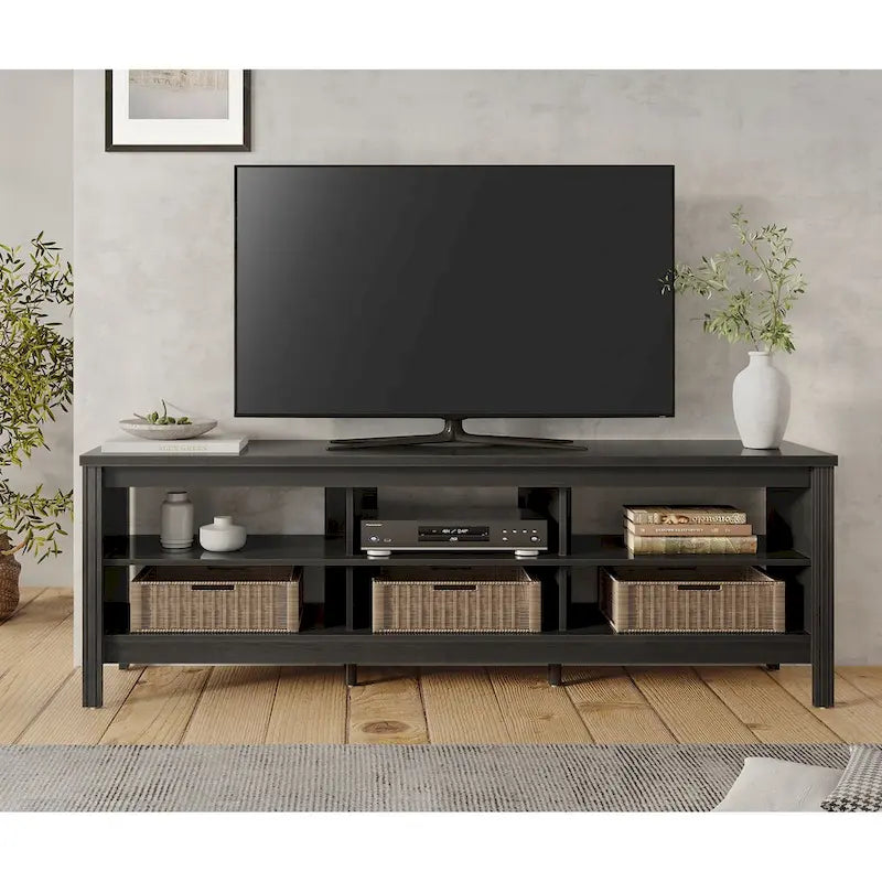 Meuble TV en bois de style ferme pour téléviseur de 75 pouces - 73 pouces