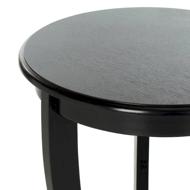 Table d'appoint à piédestal ronde avec étagère inférieure et pieds galbés