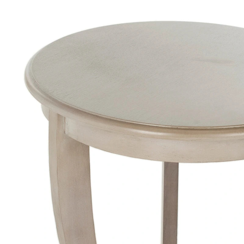 Table d'appoint à piédestal ronde avec étagère inférieure et pieds galbés