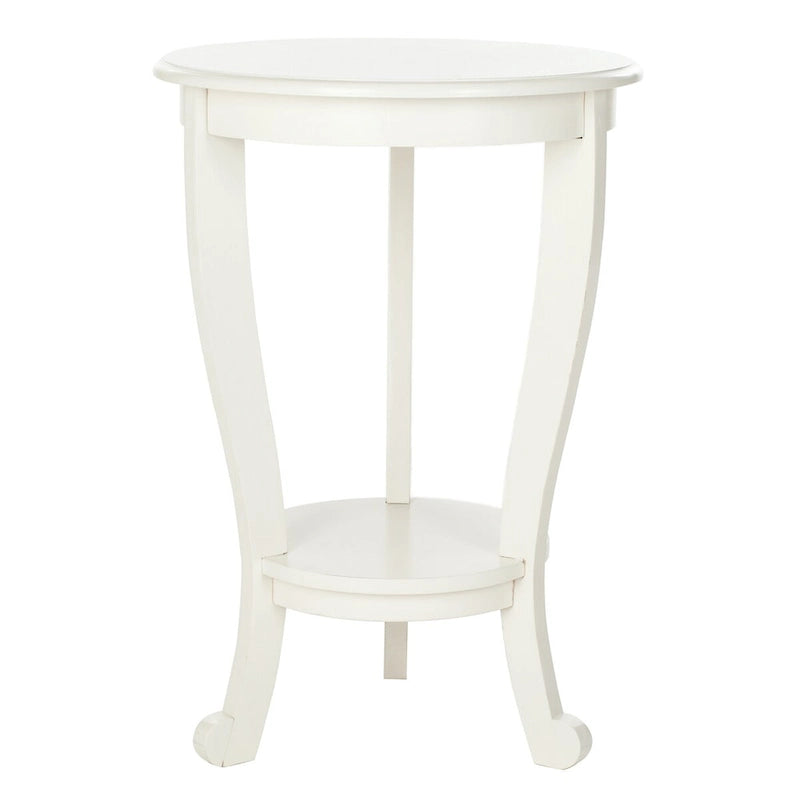 Table d'appoint à piédestal ronde avec étagère inférieure et pieds galbés