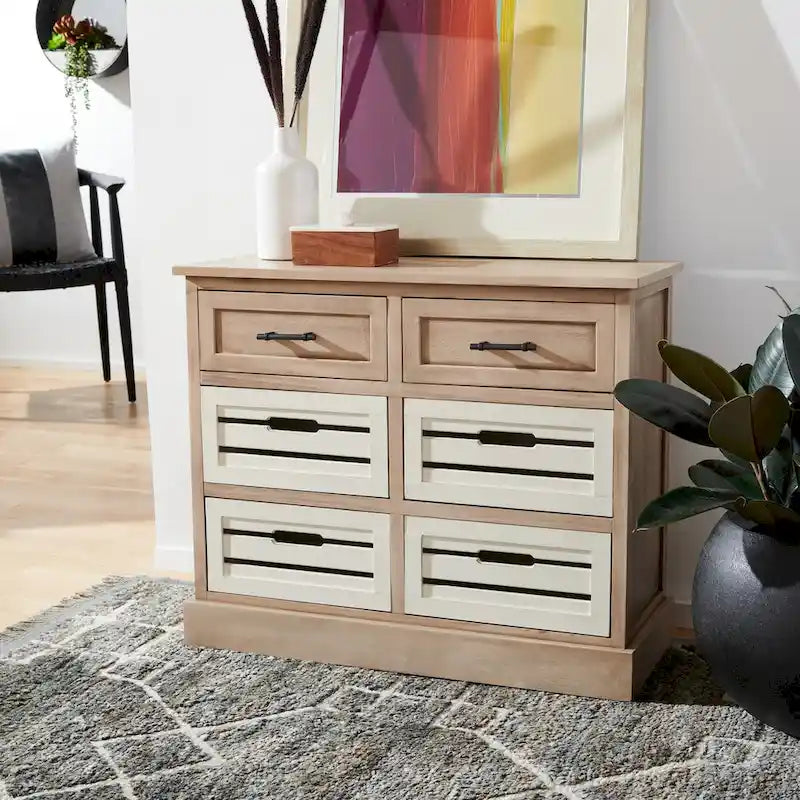Commode de rangement amovible à 6 tiroirs avec paniers de style rustique