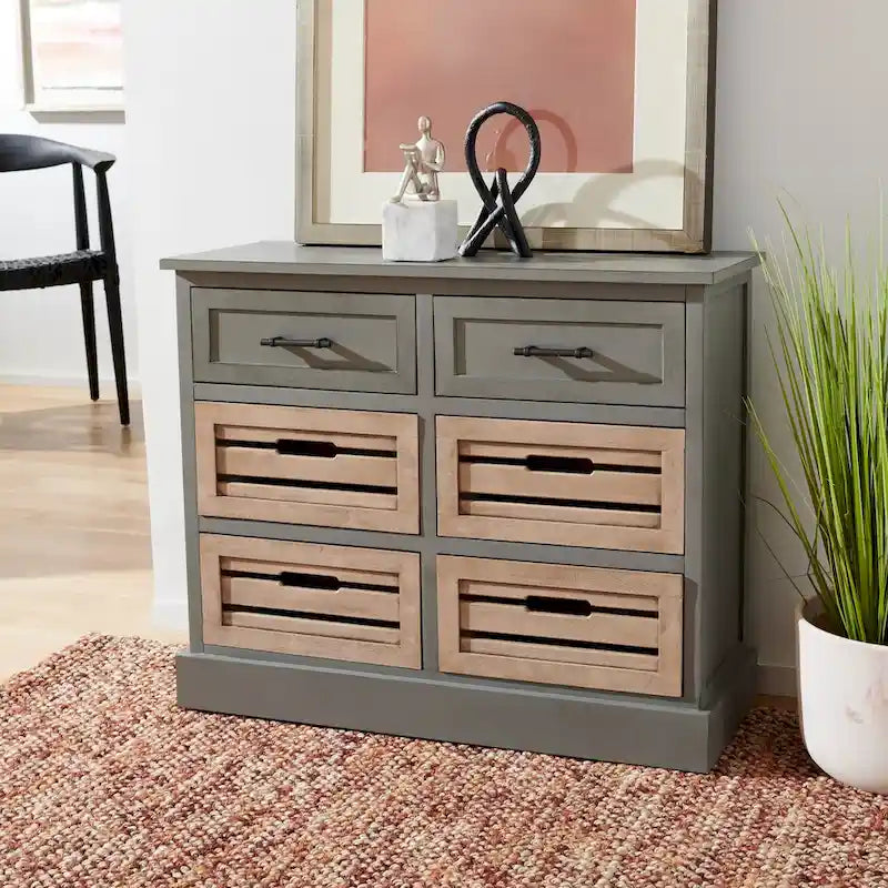 Commode de rangement amovible à 6 tiroirs avec paniers de style rustique