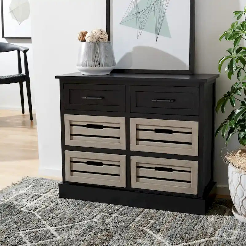 Commode de rangement amovible à 6 tiroirs avec paniers de style rustique