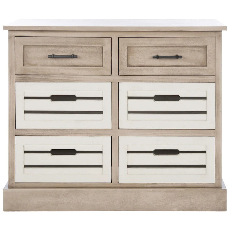 Commode de rangement amovible à 6 tiroirs avec paniers de style rustique