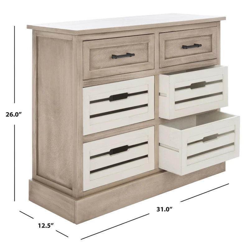 Commode de rangement amovible à 6 tiroirs avec paniers de style rustique