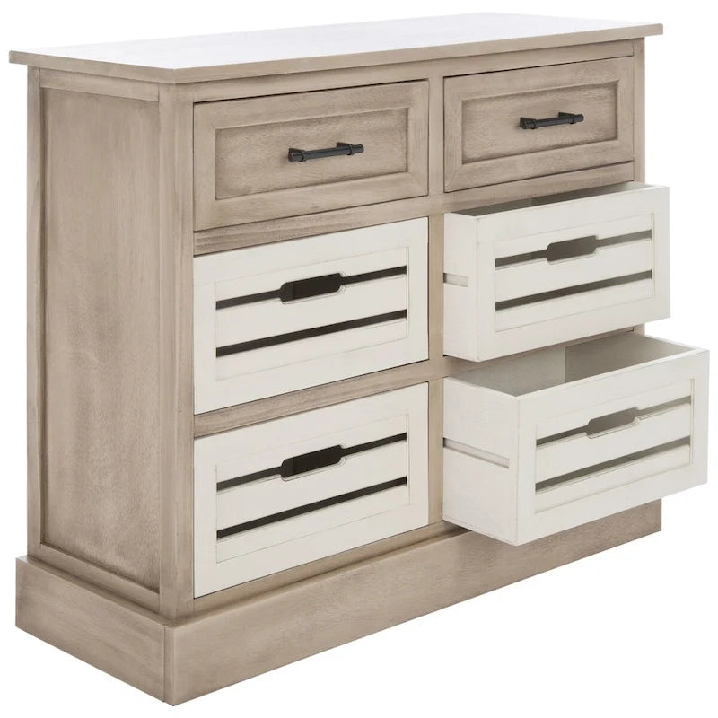 Commode de rangement amovible à 6 tiroirs avec paniers de style rustique
