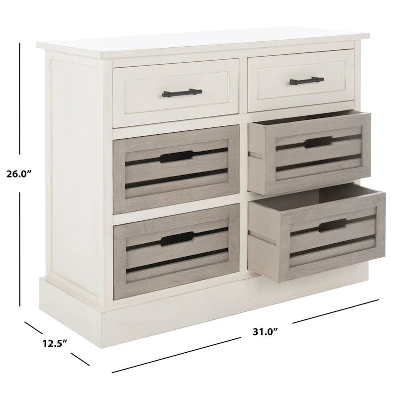 Commode de rangement amovible à 6 tiroirs avec paniers de style rustique