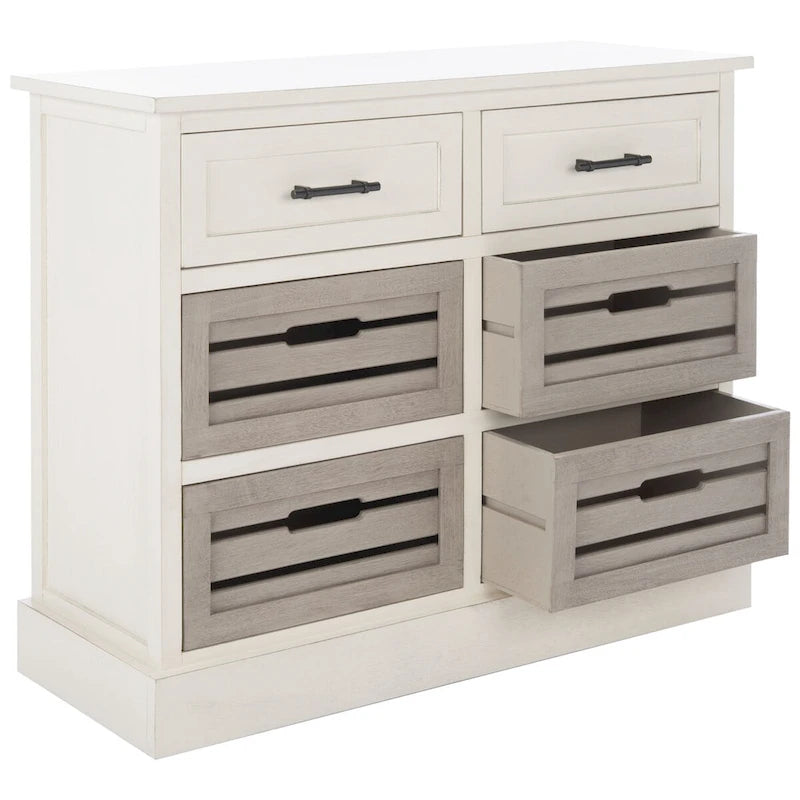 Commode de rangement amovible à 6 tiroirs avec paniers de style rustique
