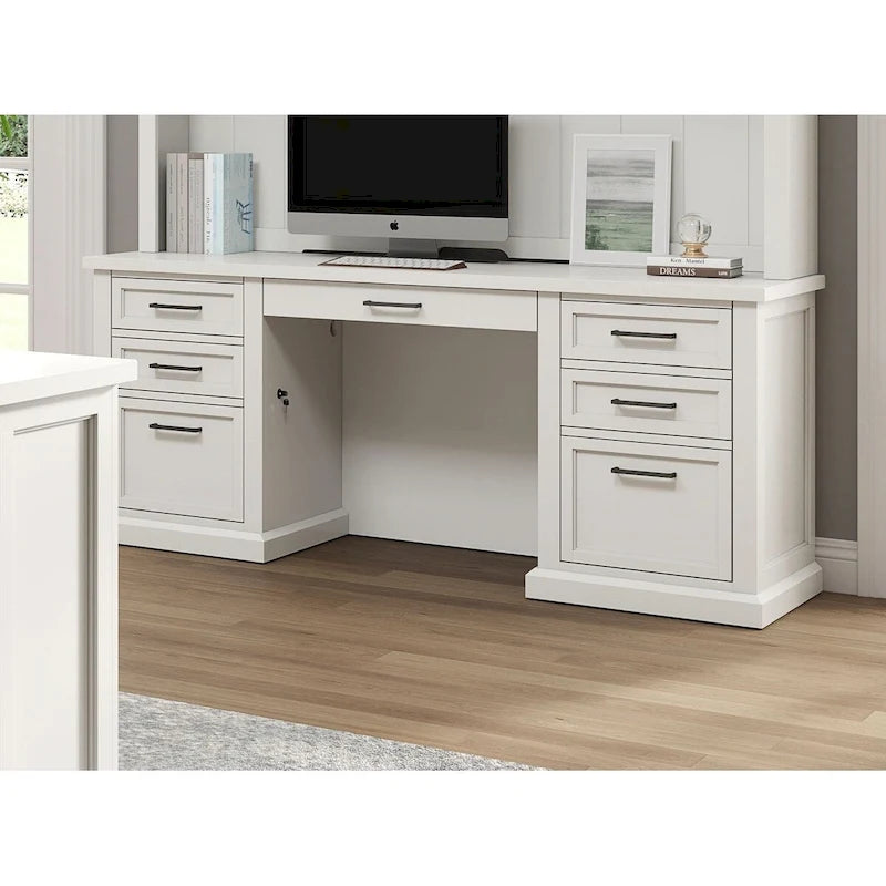 Bureau en bois moderne, table d'écriture de bureau, crédence, entièrement assemblé, finition blanche