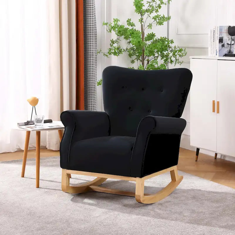 Fauteuil à bascule en velours