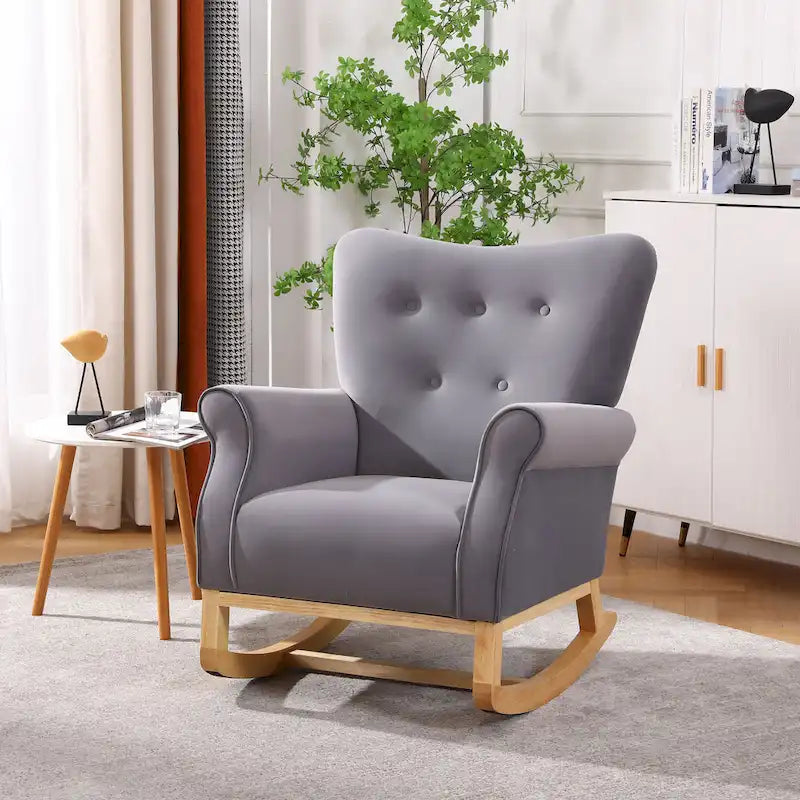 Fauteuil à bascule en velours