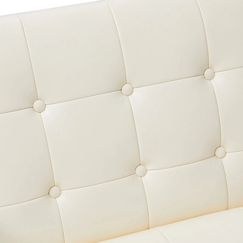 Lot de 2 fauteuils d'appoint boutonnés en similicuir style Mid-Century avec cadre en métal