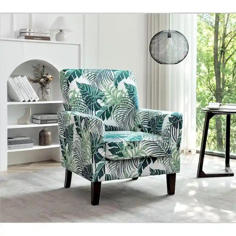 Fauteuil d'appoint contemporain avec cadre en bouleau et revêtement en microfibre