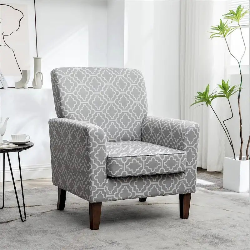 Fauteuil d'appoint contemporain avec cadre en bouleau et revêtement en microfibre