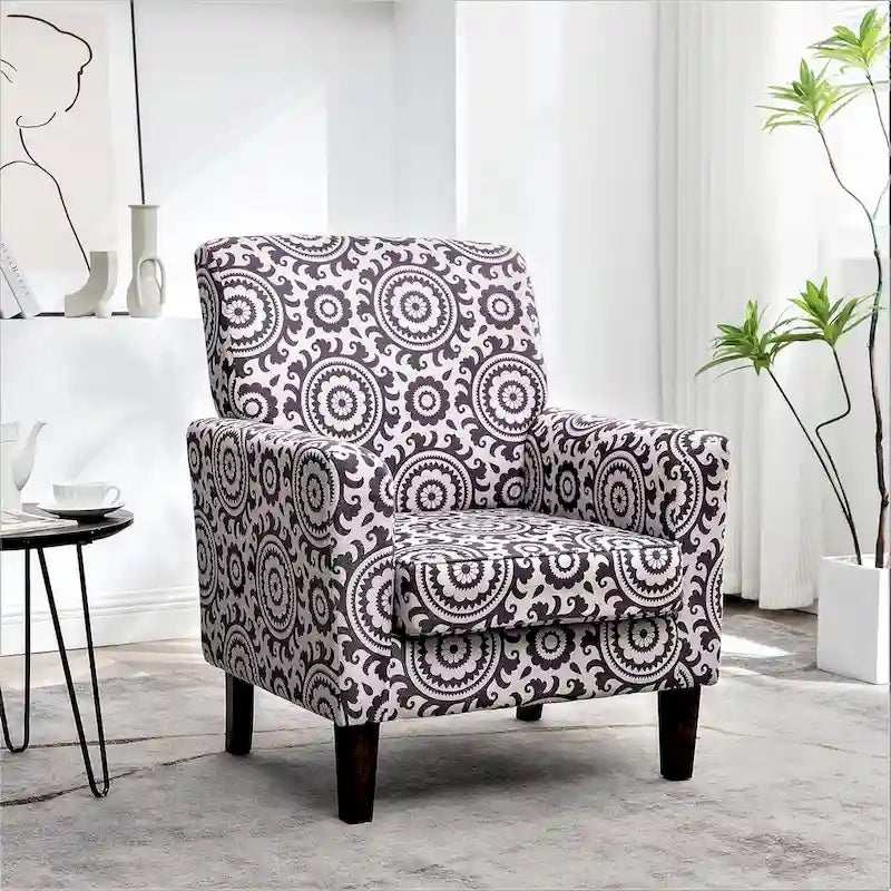 Fauteuil d'appoint contemporain avec cadre en bouleau et revêtement en microfibre
