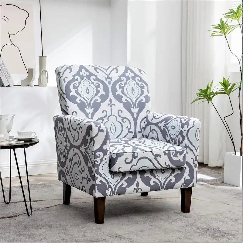 Fauteuil d'appoint contemporain avec cadre en bouleau et revêtement en microfibre