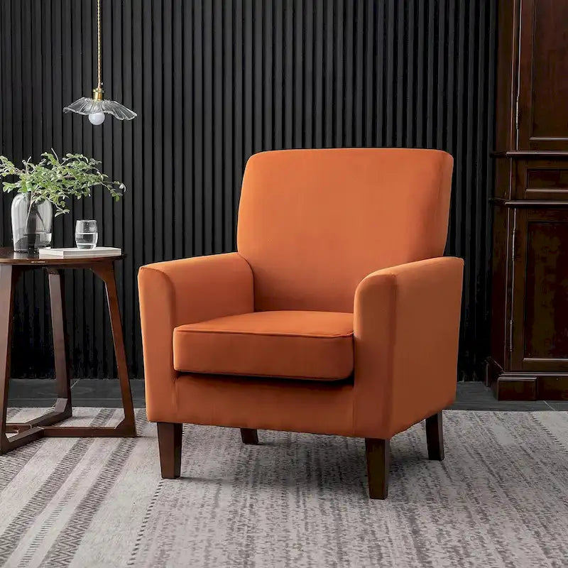 Fauteuil d'appoint contemporain avec cadre en bouleau et revêtement en microfibre
