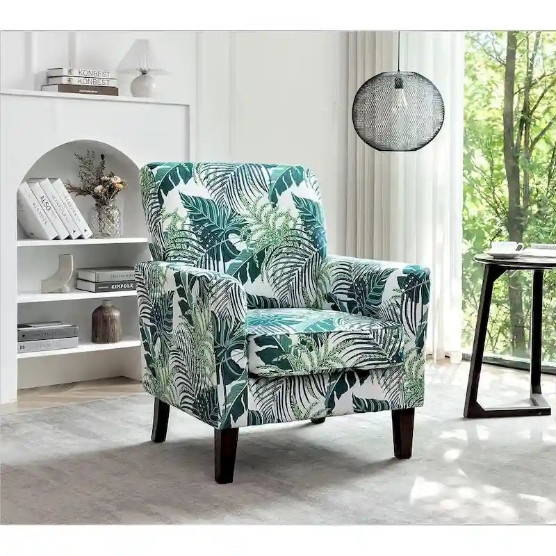 Fauteuil d'appoint contemporain avec cadre en bouleau et revêtement en microfibre