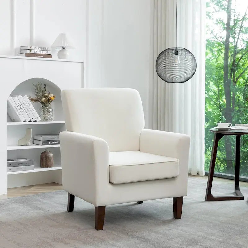 Fauteuil d'appoint contemporain avec cadre en bouleau et revêtement en microfibre