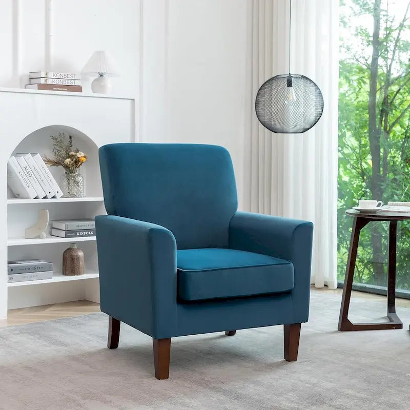 Fauteuil d'appoint contemporain avec cadre en bouleau et revêtement en microfibre