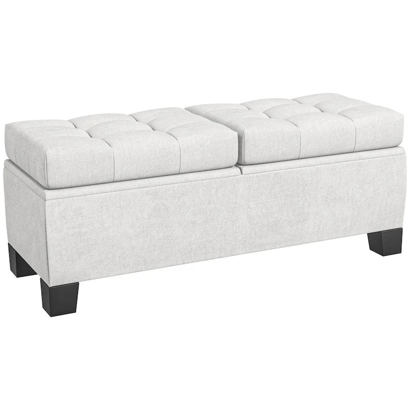 Banc de rangement capitonné avec charnières de sécurité pour le salon, l'entrée et la chambre à coucher