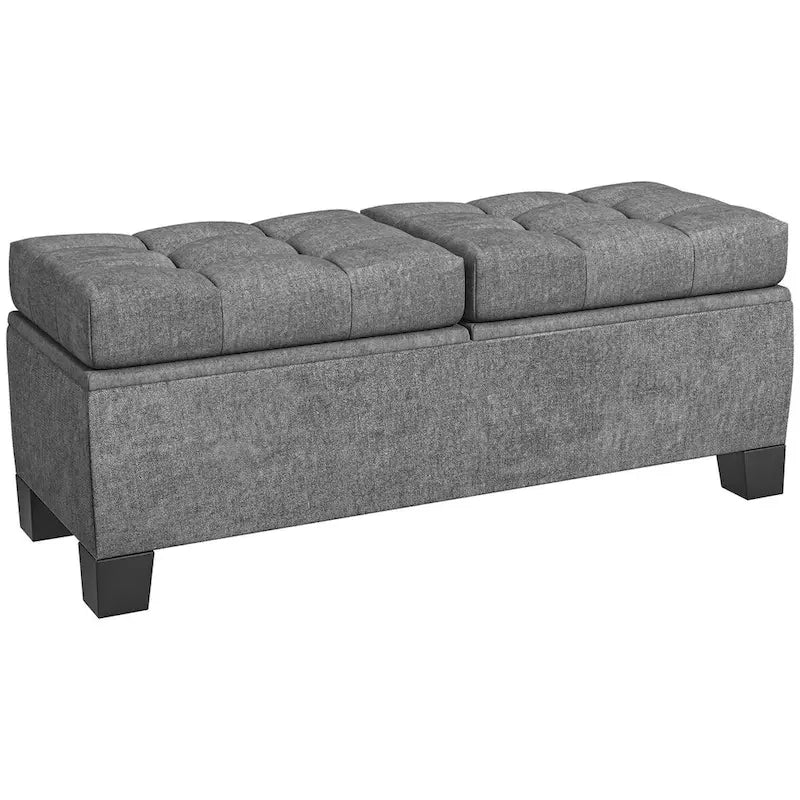 Banc de rangement capitonné avec charnières de sécurité pour le salon, l'entrée et la chambre à coucher