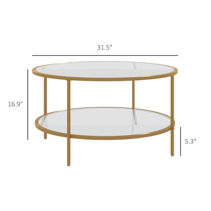 Table d'appoint à 2 étages en verre trempé avec cadre en acier