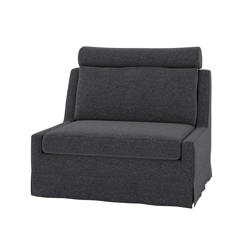 Fauteuil d'appoint sans accoudoirs surdimensionné déhoussable avec pouf et roulettes blocables