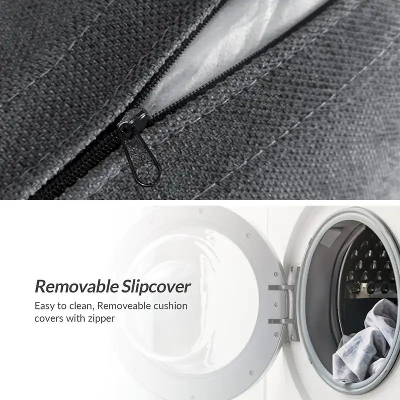 Fauteuil d'appoint sans accoudoirs surdimensionné déhoussable avec pouf et roulettes blocables