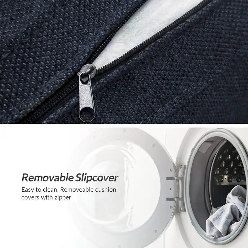 Fauteuil d'appoint sans accoudoirs surdimensionné déhoussable avec pouf et roulettes blocables