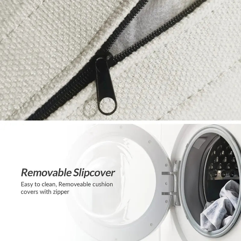 Fauteuil d'appoint sans accoudoirs surdimensionné déhoussable avec pouf et roulettes blocables